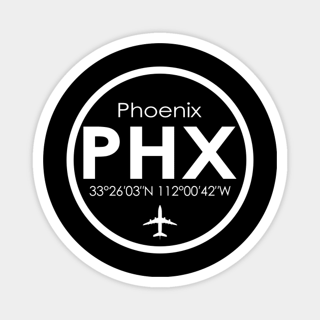 PHX, Phoenix Sky Harbor International Airport Magnet by Fly Buy Wear